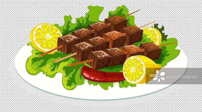 漫画风烤肉串元素图片素材