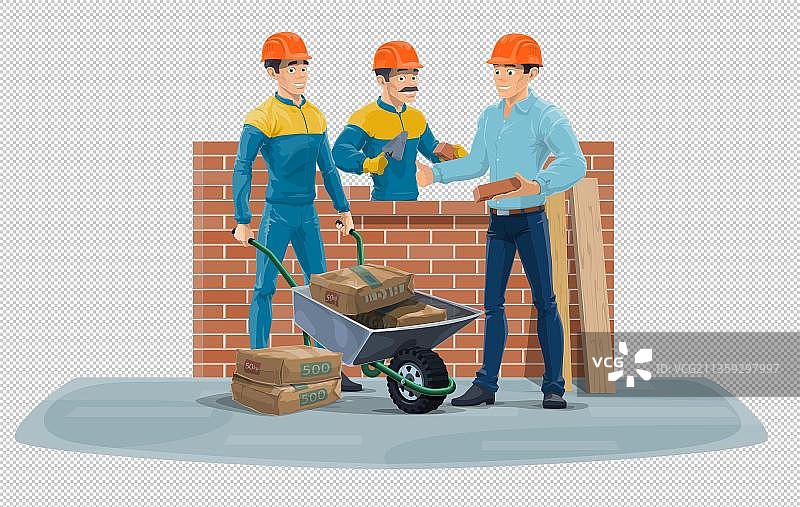 卡通装修工人的元素图片素材