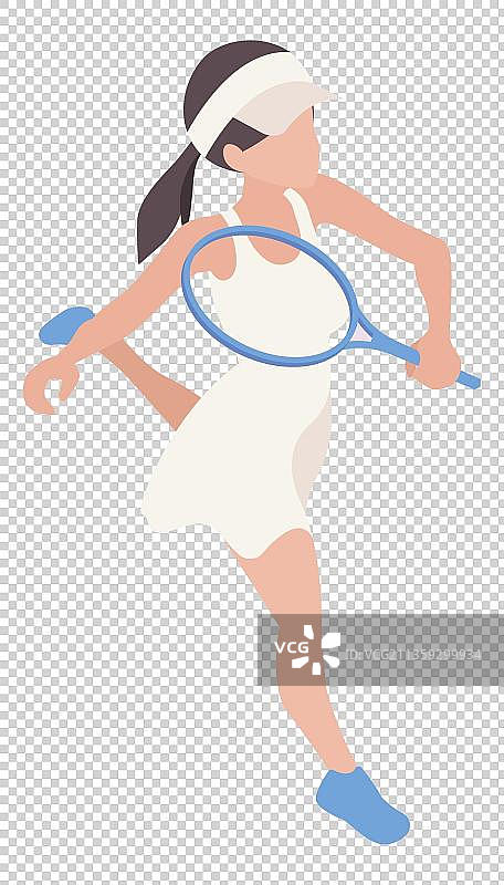 卡通打羽毛球的女孩元素图片素材