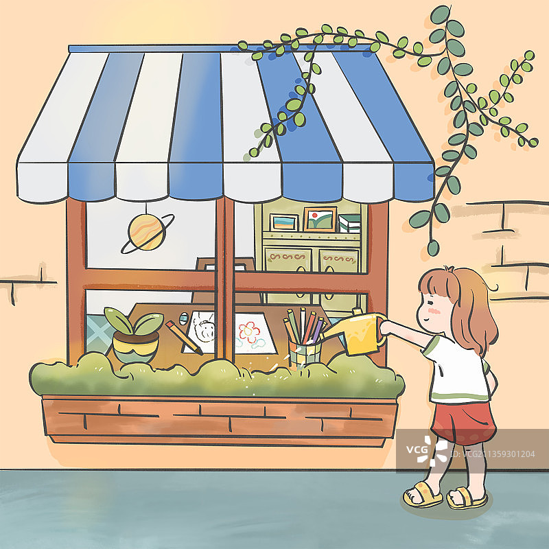 浇花的我图片素材