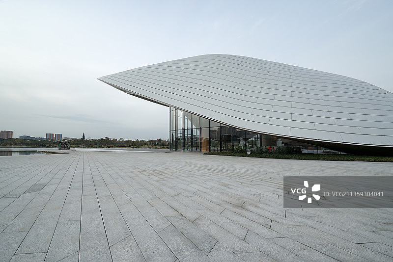 天府艺术公园成都天府美术馆各个角度汽车广告背景图图片素材
