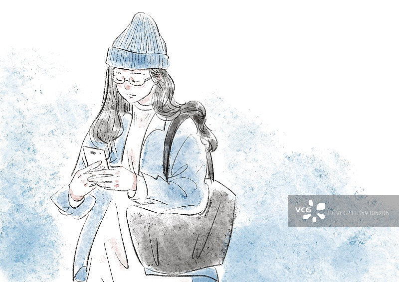 水彩女性插画图片素材