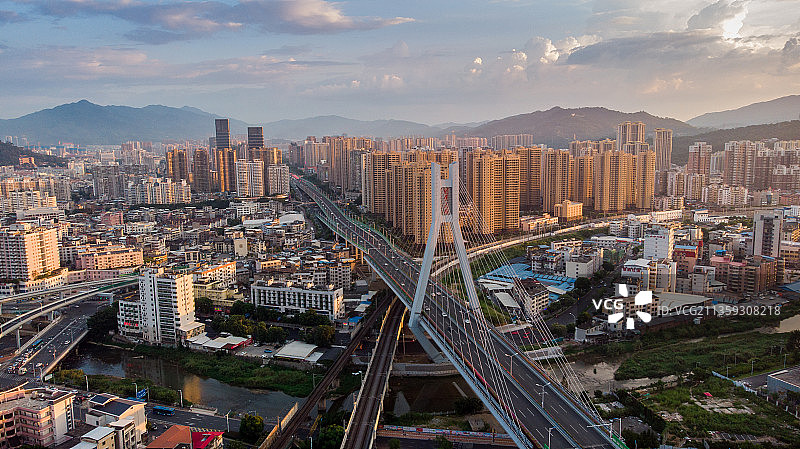 福建省,龙岩市,城市风光,航拍图片素材