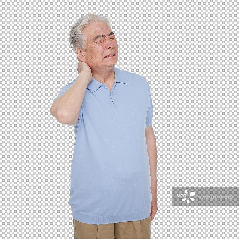 老年男人脖子疼痛图片素材