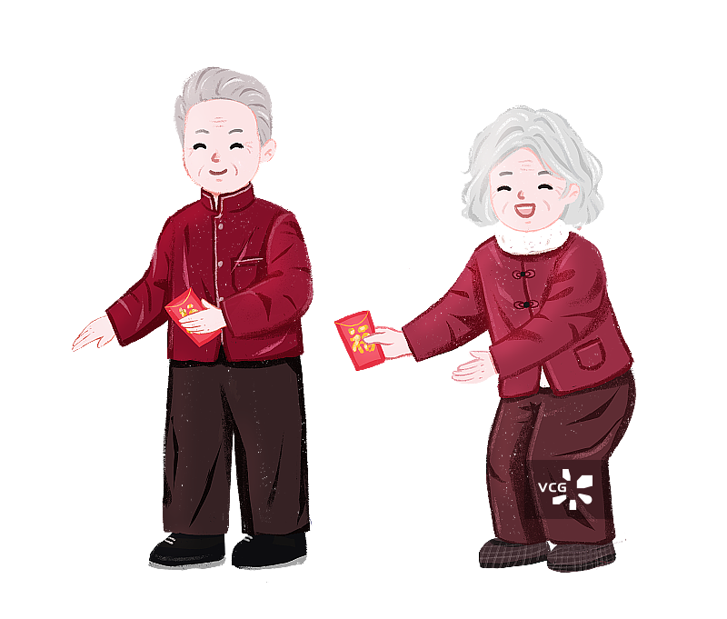 爷爷奶奶发红包元素图片素材