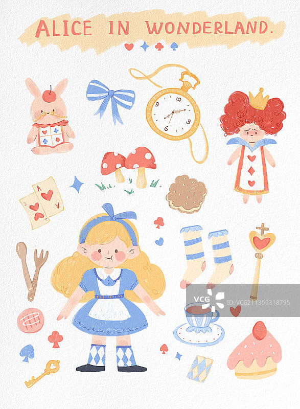 爱丽丝手帐贴纸图片素材