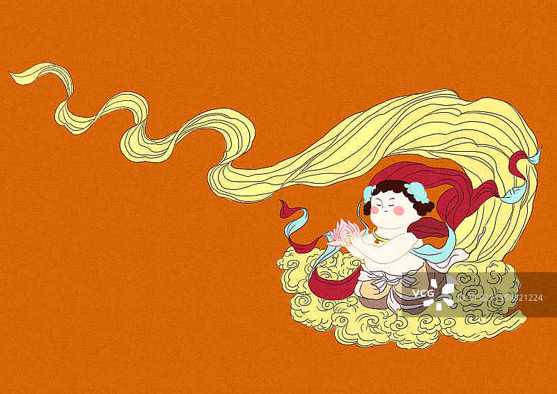 "人间有灵山”敦煌系列插画设计图片素材