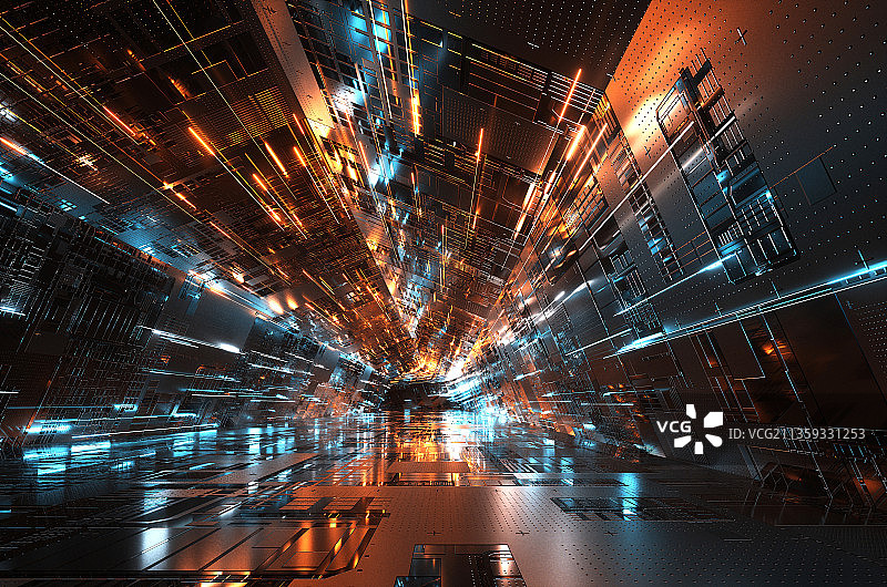 3D现代科幻空间隧道图片素材