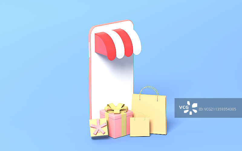 创意手机与礼盒3D渲染图片素材