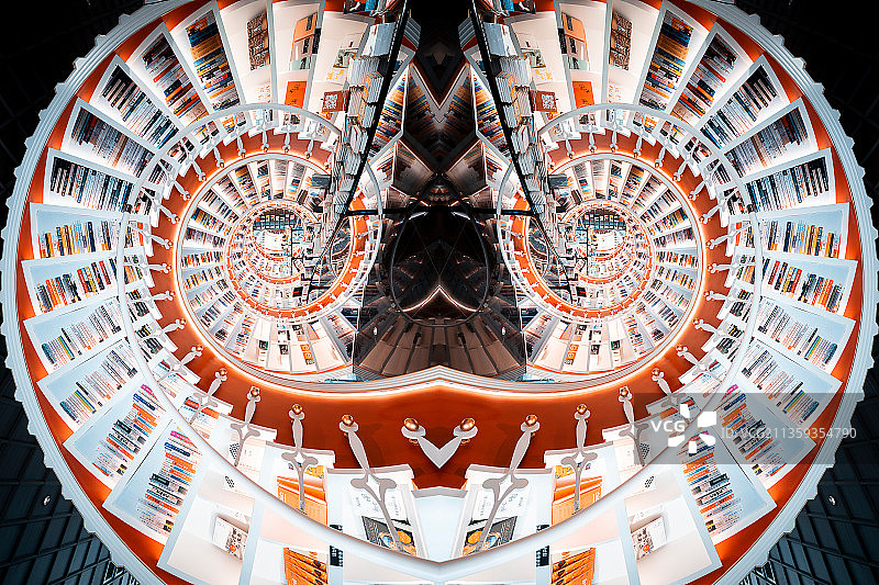 书店室内旋转书架装饰创意合成图片素材