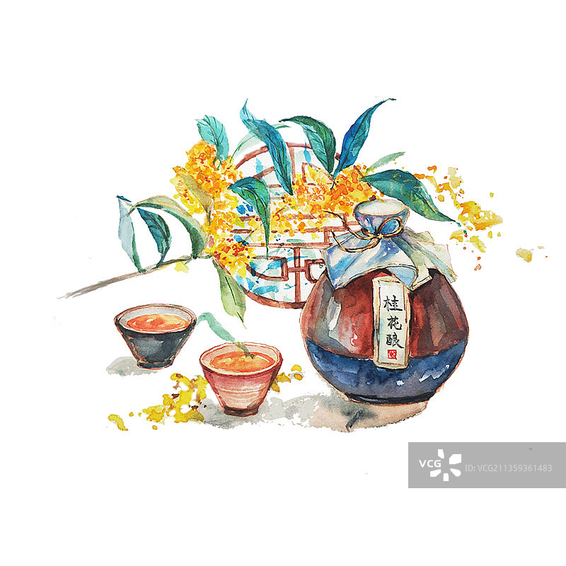 桂花与酒图片素材