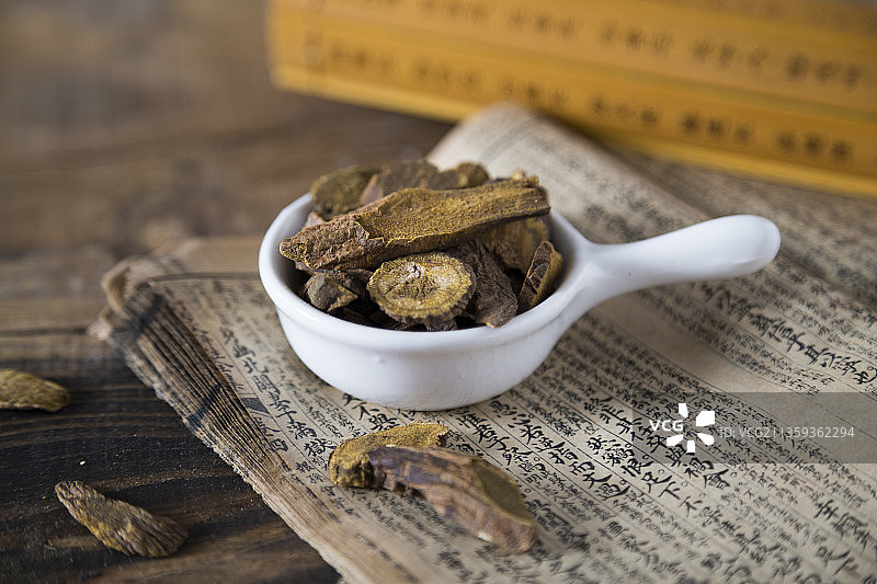 中国古风背景的中药XX特写图片素材