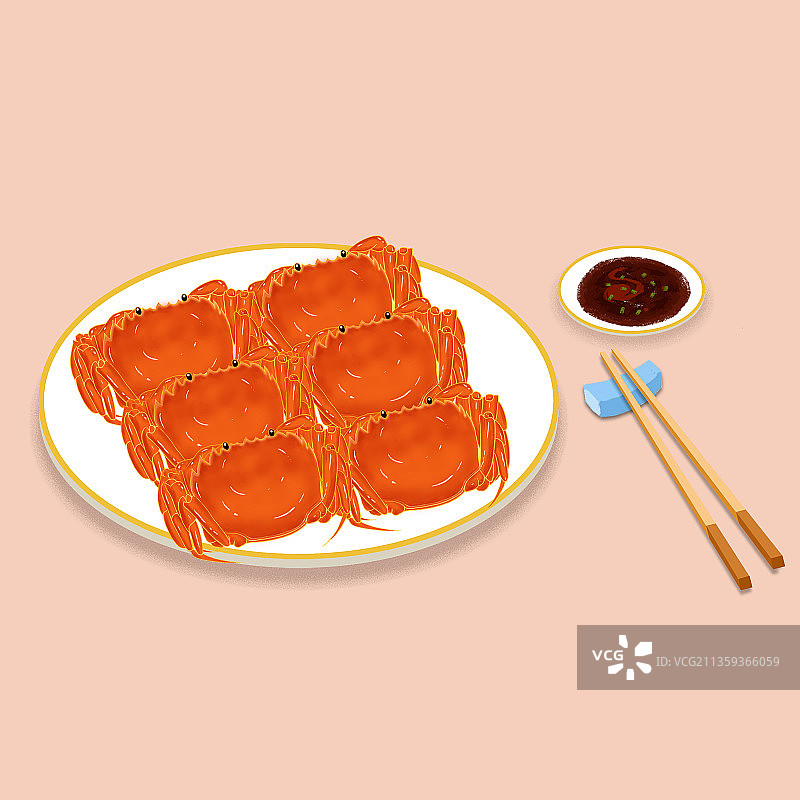中秋节阳澄湖大闸蟹插画海报图片素材
