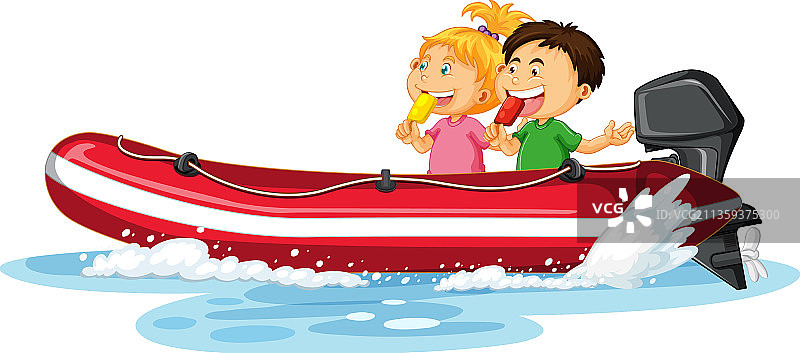 小艇上的情侣和孩子图片素材