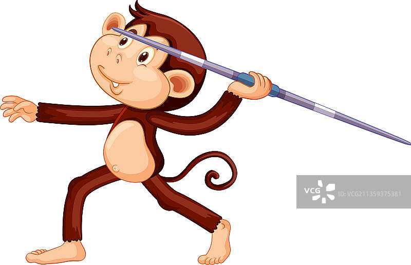 卡通人物猴子投掷标枪图片素材