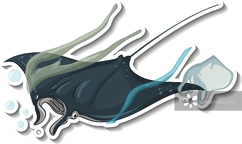 白色背景上的塑料垃圾缠绕的黄貂鱼图片素材