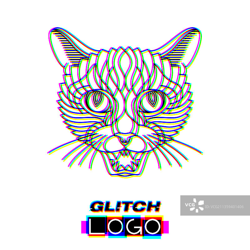 故障效果黑豹logo动物图片素材