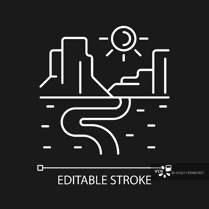 峡谷白色线性图标（深色主题）图片素材