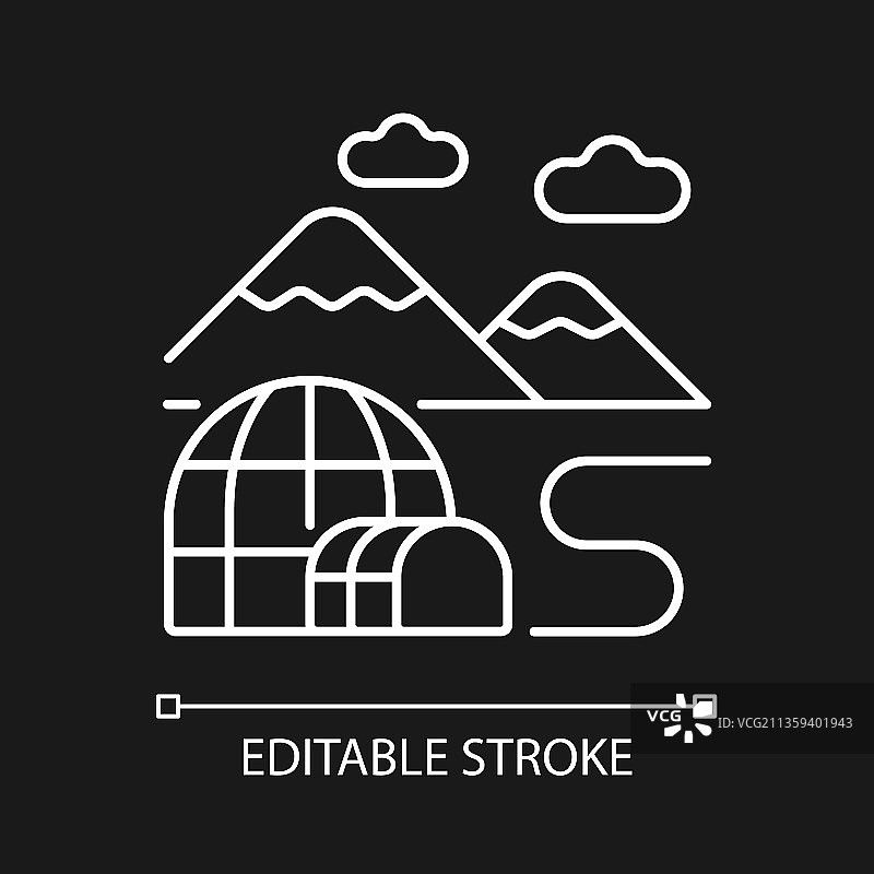 深色主题苔原白色线性图标图片素材