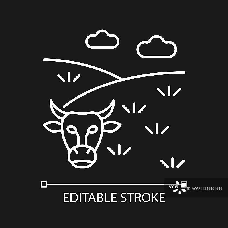 深色主题牧场白色线性图标图片素材