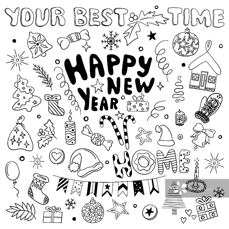 新年圣诞手绘合集图片素材