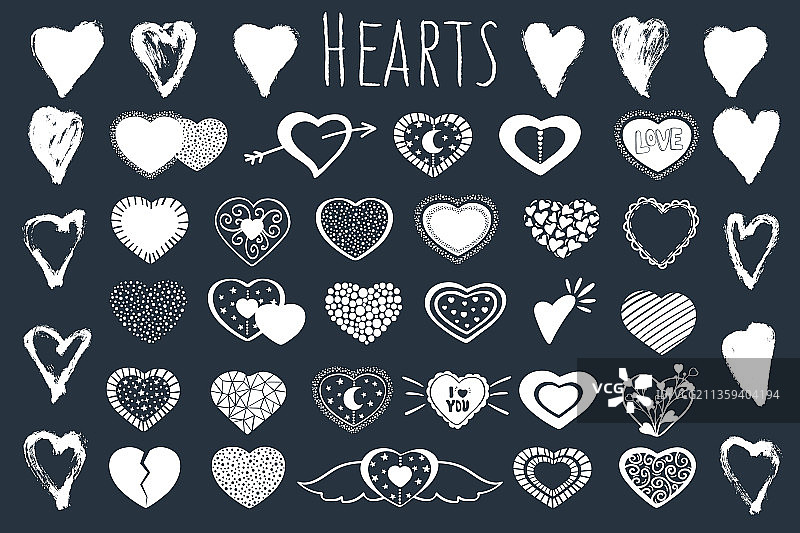 手绘情人节爱心套装图片素材