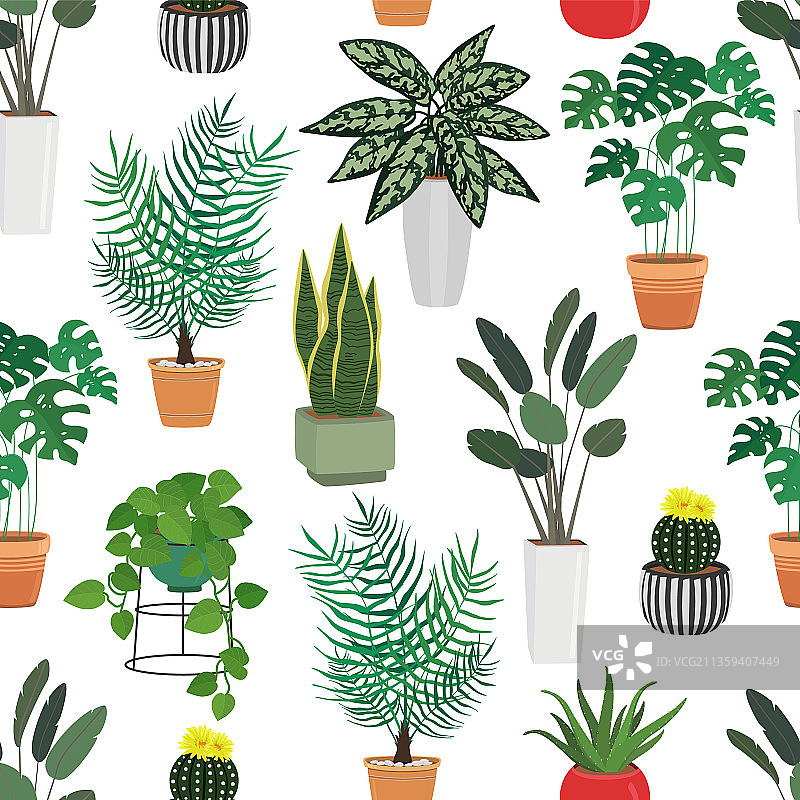 不同绿色调的手绘无缝图案图片素材