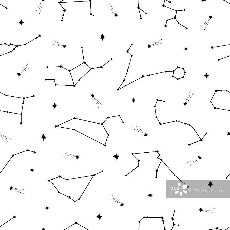 手绘星座无缝图案图片素材