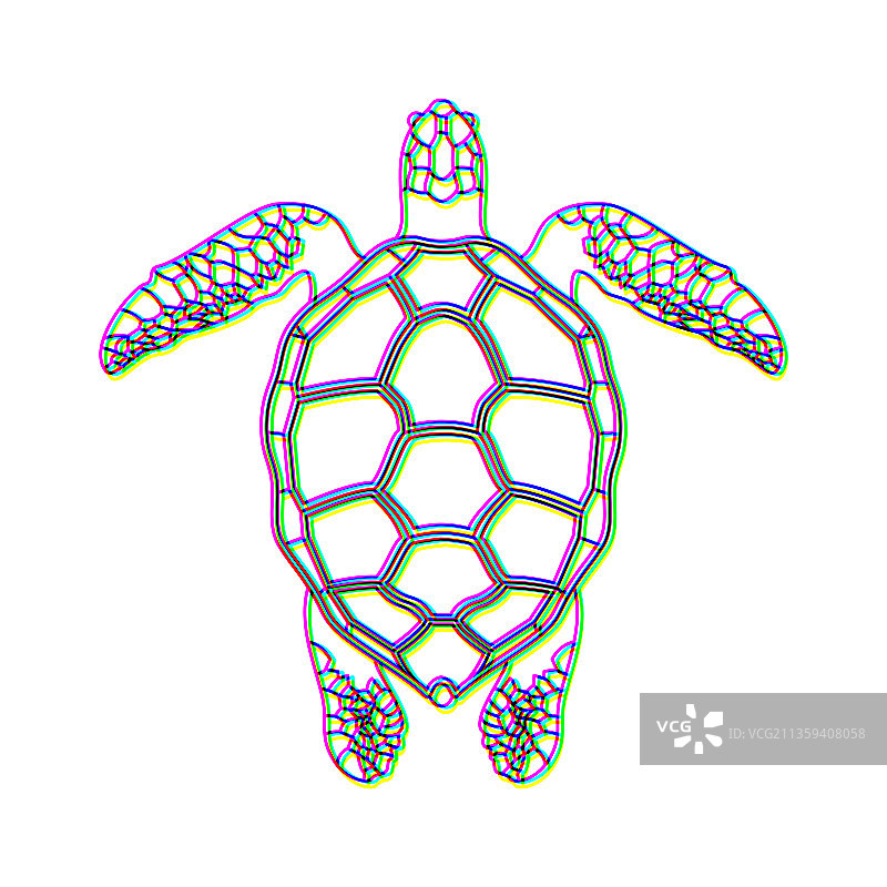 故障艺术效果的鱼类和海洋生物logo图片素材