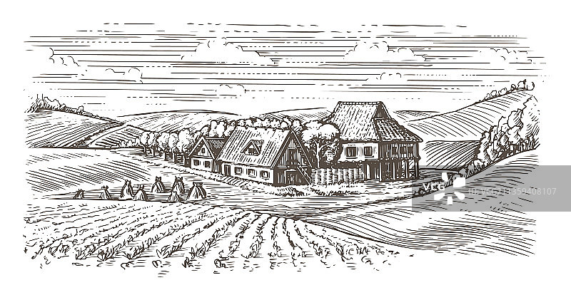 乡村农业景观农田图片素材