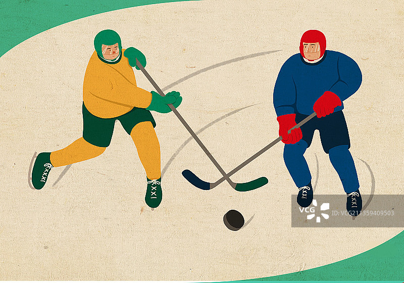 滑雪运动冰球项目插画海报图片素材