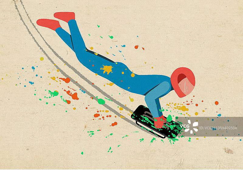 滑雪运动钢架雪车项目插画海报图片素材