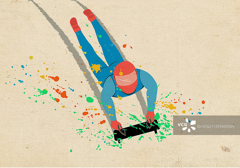 滑雪运动钢架雪车项目插画海报图片素材