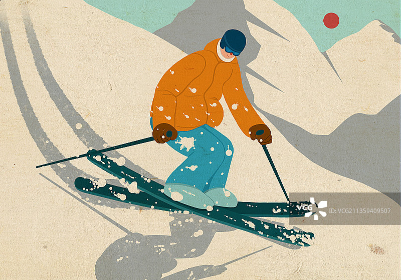 滑雪运动滑雪项目插画海报图片素材