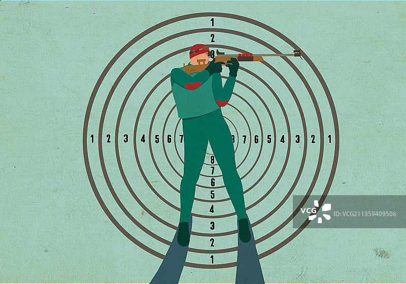 滑雪运动射击冬季两项插画海报图片素材