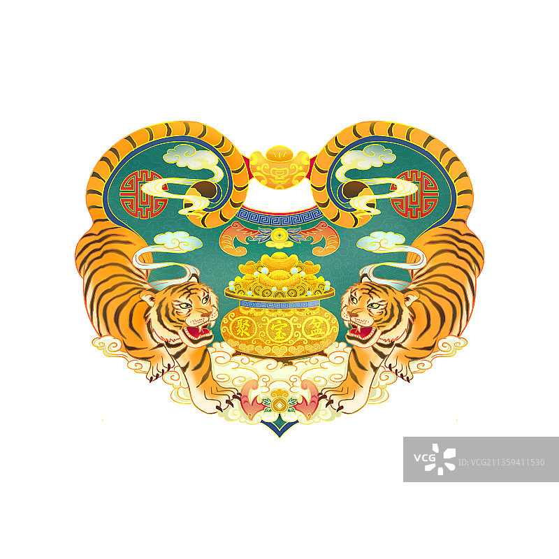 虎年，生肖，插画，国风，国潮，2022，祈福图片素材