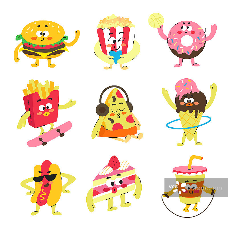 扁平风格美食矢量插画图片素材