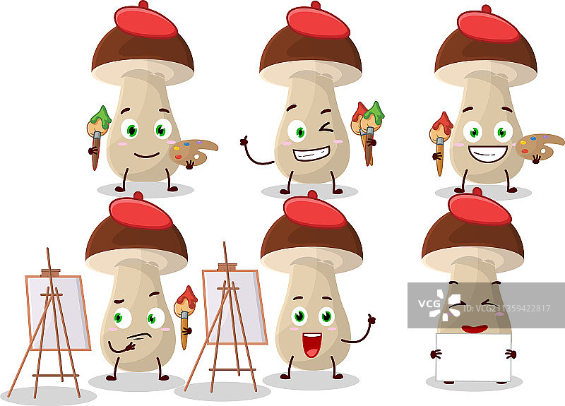 美味牛肝菌卡通艺术家图片素材