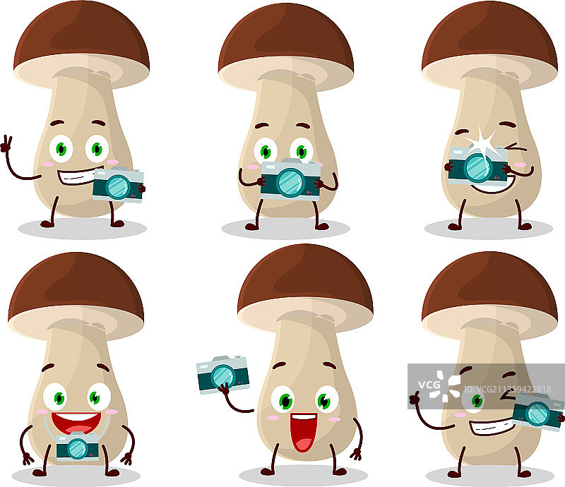 摄影师职业表情符号与牛肝菌图片素材