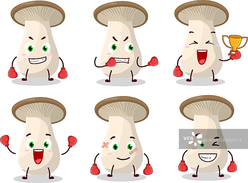 运动型杏鲍菇拳击运动员卡通图片素材