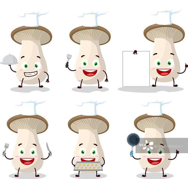 卡通人物：各种美味的杏鲍菇图片素材