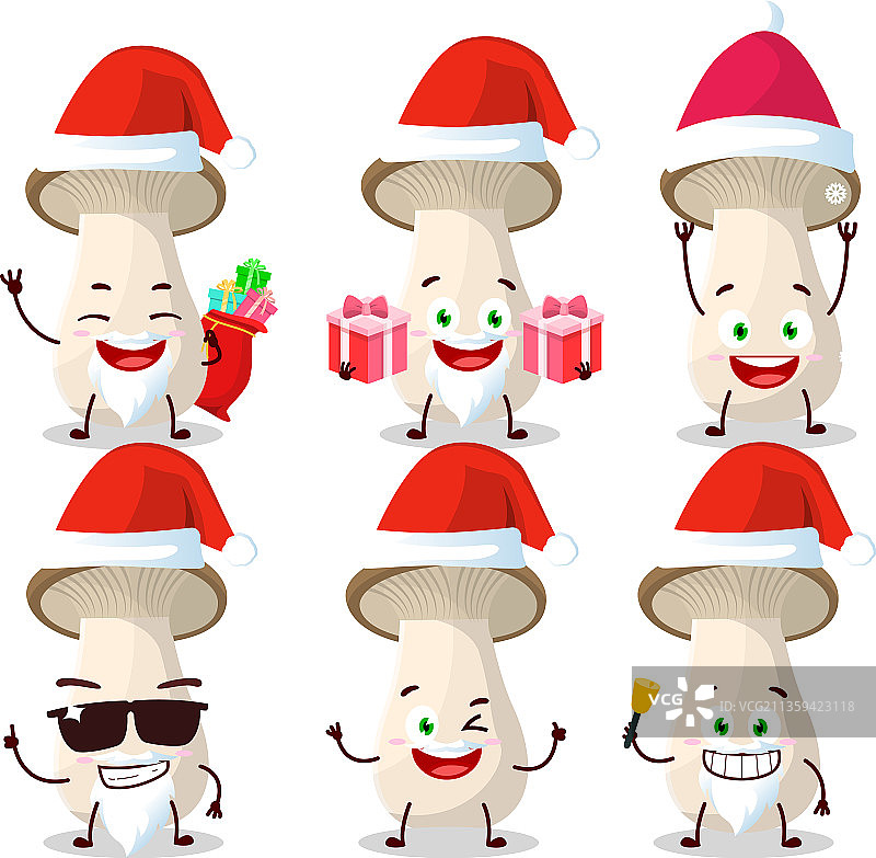 圣诞老人杏鲍菇表情符号卡通图片素材