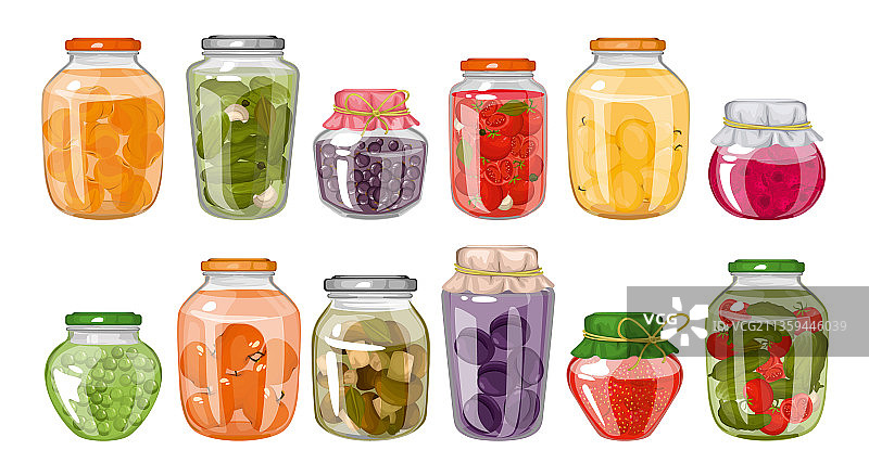 自制罐头食品彩色套装图片素材