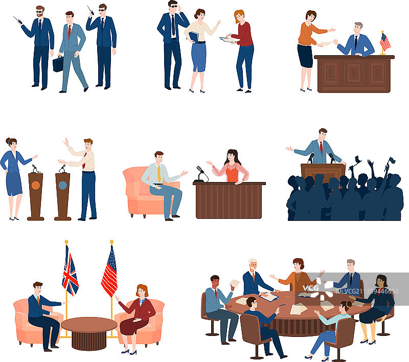 政治家扁平化合集图片素材