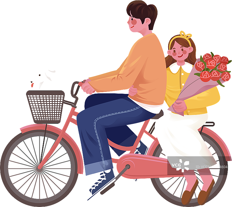 骑自行车的情侣图片素材