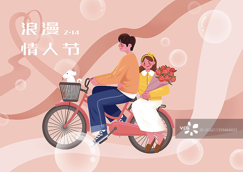 浪漫骑自行车的情侣图片素材