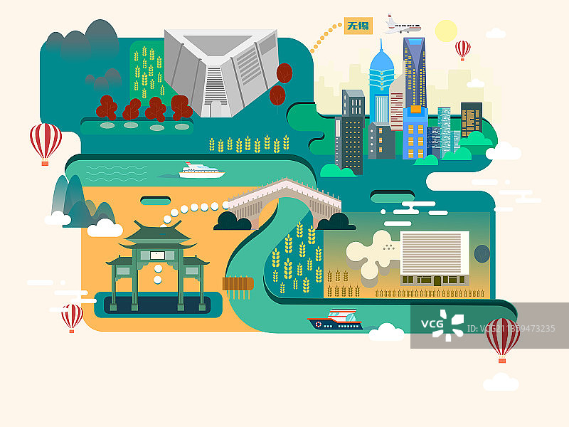 大运河矢量插画图片素材