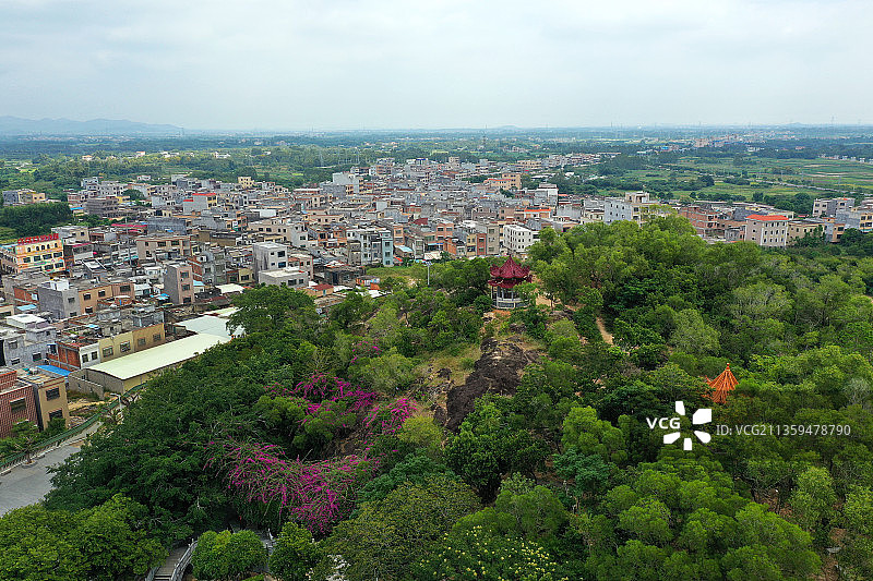 广东省汕尾市陆丰市南塘镇华山寺航拍图片素材