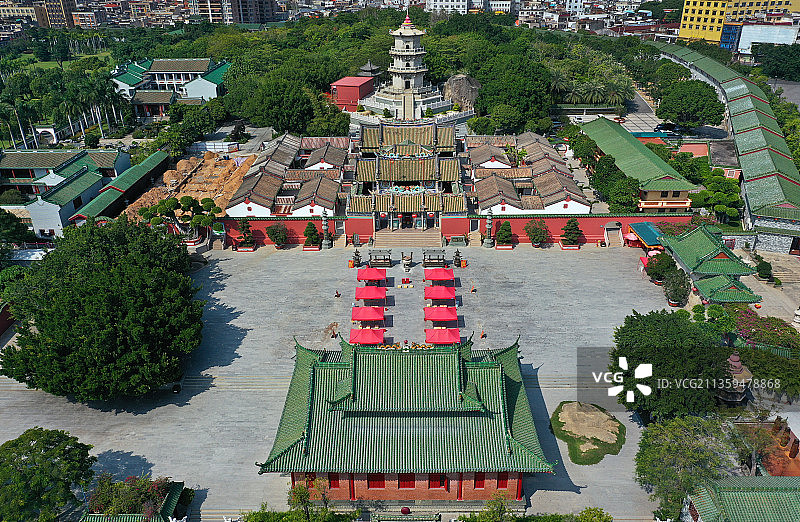广东省汕尾市陆丰市碣石镇玄武山名胜风景区元山寺航拍图片素材