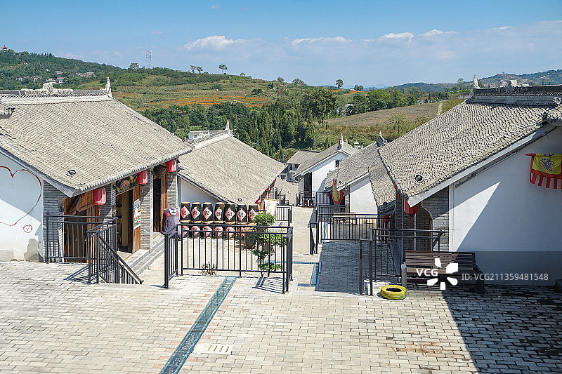 陕西省商洛市洛南县音乐小镇与田园风光图片素材